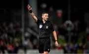 15 September 2023; Referee Paul McLaughlin during the SSE Airtricity Men's Premier Division match between Derry City and Shamrock Rovers at The Ryan McBride Brandywell Stadium in Derry. Photo by Stephen McCarthy/Sportsfile