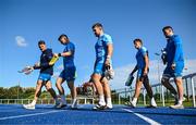 18 September 2023; Leinster players, from left, Rob Russell, Cormac Foley, John McKee, Aitzol King and James Culhane during a Leinster rugby squad training session at UCD in Dublin. Photo by Harry Murphy/Sportsfile