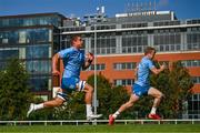 18 September 2023; Scott Penny, left, and Ben Murphy during a Leinster rugby squad training session at UCD in Dublin. Photo by Harry Murphy/Sportsfile