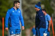 18 September 2023; Contact skills coach Sean O'Brien, right, and James Culhane during a Leinster rugby squad training session at UCD in Dublin. Photo by Harry Murphy/Sportsfile