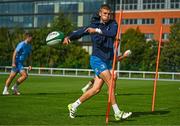 18 September 2023; Sam Prendergast during a Leinster rugby squad training session at UCD in Dublin. Photo by Harry Murphy/Sportsfile