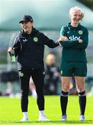 18 September 2023; Katie McCabe and Louise Quinn during a Republic of Ireland women training session at the FAI National Training Centre in Abbotstown, Dublin. Photo by Stephen McCarthy/Sportsfile