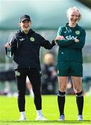18 September 2023; Katie McCabe and Louise Quinn during a Republic of Ireland women training session at the FAI National Training Centre in Abbotstown, Dublin. Photo by Stephen McCarthy/Sportsfile