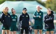 18 September 2023; Players, from left, Megan Connolly, Lucy Quinn, Katie McCabe, Louise Quinn and Chloe Mustaki during a Republic of Ireland women training session at the FAI National Training Centre in Abbotstown, Dublin. Photo by Stephen McCarthy/Sportsfile