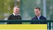 18 September 2023; Republic of Ireland U21 manager Jim Crawford, left, and FAI assistant director of football Shane Robinson during a Republic of Ireland women training session at the FAI National Training Centre in Abbotstown, Dublin. Photo by Stephen McCarthy/Sportsfile