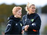 18 September 2023; Interim assistant coach Emma Byrne, right, and interim head coach Eileen Gleeson during a Republic of Ireland women training session at the FAI National Training Centre in Abbotstown, Dublin. Photo by Stephen McCarthy/Sportsfile