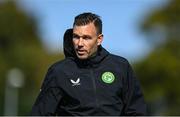 18 September 2023; Interim goalkeeping coach Richie Fitzgibbon during a Republic of Ireland women training session at the FAI National Training Centre in Abbotstown, Dublin. Photo by Stephen McCarthy/Sportsfile