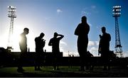18 September 2023; Usher Celtic players and coaching staff walk the pitch before the Leinster Football Senior Cup Final match between Usher Celtic and Bohemians at Dalymount Park in Dublin. Photo by Sam Barnes/Sportsfile
