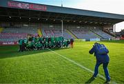18 September 2023; Usher Celtic players and coaching staff pose for a team photograph before the Leinster Football Senior Cup Final match between Usher Celtic and Bohemians at Dalymount Park in Dublin. Photo by Sam Barnes/Sportsfile