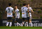 18 September 2023; Jake McCormack of Bohemians, right, celebrates with team-mates after scoring their side's first goal during the Leinster Football Senior Cup Final match between Usher Celtic and Bohemians at Dalymount Park in Dublin. Photo by Sam Barnes/Sportsfile