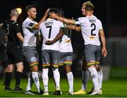 18 September 2023; Declan McDaid of Bohemians, 7, celebrates with team-mates after scoring his side's second goal during the Leinster Football Senior Cup Final match between Usher Celtic and Bohemians at Dalymount Park in Dublin. Photo by Sam Barnes/Sportsfile