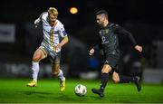 18 September 2023; Jordan Buckley of Usher Celtic in action against Kris Twardek of Bohemians during the Leinster Football Senior Cup Final match between Usher Celtic and Bohemians at Dalymount Park in Dublin. Photo by Sam Barnes/Sportsfile