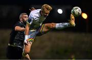 18 September 2023; Kris Twardek of Bohemians in action against Declan Brennan of Usher Celtic during the Leinster Football Senior Cup Final match between Usher Celtic and Bohemians at Dalymount Park in Dublin. Photo by Sam Barnes/Sportsfile
