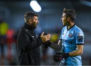 18 September 2023; Bohemians manager Declan Devine, left, and Bohemians goalkeeper Luke Dennison celebrate after their side's victory  during the Leinster Football Senior Cup Final match between Usher Celtic and Bohemians at Dalymount Park in Dublin. Photo by Sam Barnes/Sportsfile