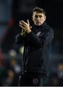 18 September 2023; Bohemians manager Declan Devine celebrates after their side's victory during the Leinster Football Senior Cup Final match between Usher Celtic and Bohemians at Dalymount Park in Dublin. Photo by Sam Barnes/Sportsfile