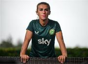 19 September 2023; Savannah McCarthy poses for a portrait during a Republic of Ireland women media conference at Castleknock Hotel in Dublin. Photo by Stephen McCarthy/Sportsfile