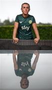 19 September 2023; Savannah McCarthy poses for a portrait during a Republic of Ireland women media conference at Castleknock Hotel in Dublin. Photo by Stephen McCarthy/Sportsfile