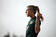 19 September 2023; Savannah McCarthy poses for a portrait during a Republic of Ireland women media conference at Castleknock Hotel in Dublin. Photo by Stephen McCarthy/Sportsfile