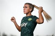 19 September 2023; Savannah McCarthy poses for a portrait during a Republic of Ireland women media conference at Castleknock Hotel in Dublin. Photo by Stephen McCarthy/Sportsfile