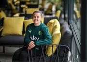 19 September 2023; Emily Whelan poses for a portrait during a Republic of Ireland women media conference at Castleknock Hotel in Dublin. Photo by Stephen McCarthy/Sportsfile