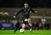 18 September 2023; Jordan Buckley of Usher Celtic in action against Taylor Mooney of Bohemians during the Leinster Football Senior Cup Final match between Usher Celtic and Bohemians at Dalymount Park in Dublin. Photo by Sam Barnes/Sportsfile