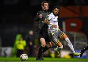 18 September 2023; Declan McDaid of Bohemians in action against Robert Martin of Usher Celtic during the Leinster Football Senior Cup Final match between Usher Celtic and Bohemians at Dalymount Park in Dublin. Photo by Sam Barnes/Sportsfile