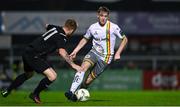 18 September 2023; Jake McCormack of Bohemians in action against Adam McMahon of Usher Celtic during the Leinster Football Senior Cup Final match between Usher Celtic and Bohemians at Dalymount Park in Dublin. Photo by Sam Barnes/Sportsfile