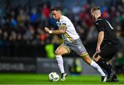 18 September 2023; John O’Sullivan of Bohemians in action against Calvin Douglas of Usher Celtic during the Leinster Football Senior Cup Final match between Usher Celtic and Bohemians at Dalymount Park in Dublin. Photo by Sam Barnes/Sportsfile