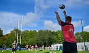 19 September 2023; Rónan Kelleher practices lineout throwing during an Ireland rugby squad training session at Complexe de la Chambrerie in Tours, France. Photo by Brendan Moran/Sportsfile