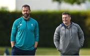 19 September 2023; Head coach Andy Farrell, left, and national scrum coach John Fogarty during an Ireland rugby squad training session at Complexe de la Chambrerie in Tours, France. Photo by Brendan Moran/Sportsfile