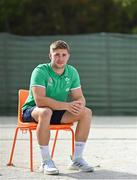 19 September 2023; Jack Crowley poses for a portrait after an Ireland rugby media conference at Complexe de la Chambrerie in Tours, France. Photo by Brendan Moran/Sportsfile