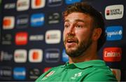 19 September 2023; Caelan Doris during an Ireland rugby media conference at Complexe de la Chambrerie in Tours, France. Photo by Brendan Moran/Sportsfile