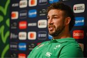 19 September 2023; Caelan Doris during an Ireland rugby media conference at Complexe de la Chambrerie in Tours, France. Photo by Brendan Moran/Sportsfile