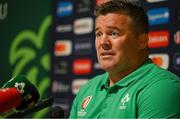 19 September 2023; National scrum coach John Fogarty during an Ireland rugby media conference at Complexe de la Chambrerie in Tours, France. Photo by Brendan Moran/Sportsfile