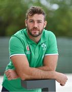 19 September 2023; Caelan Doris poses for a portrait after an Ireland rugby media conference at Complexe de la Chambrerie in Tours, France. Photo by Brendan Moran/Sportsfile