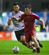 15 September 2023; Ed McCarthy of Galway United and Patrick Hoban of Dundalk during the Sports Direct Men’s FAI Cup quarter-final match between Galway United and Dundalk at Eamonn Deacy Park in Galway. Photo by Ben McShane/Sportsfile