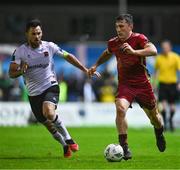 15 September 2023; Ed McCarthy of Galway United and Patrick Hoban of Dundalk during the Sports Direct Men’s FAI Cup quarter-final match between Galway United and Dundalk at Eamonn Deacy Park in Galway. Photo by Ben McShane/Sportsfile