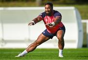 20 September 2023; Bundee Aki during an Ireland rugby squad training session at Complexe de la Chambrerie in Tours, France. Photo by Brendan Moran/Sportsfile