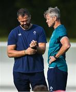 20 September 2023; Head coach Andy Farrell, left, and defence coach Simon Easterby during an Ireland rugby squad training session at Complexe de la Chambrerie in Tours, France. Photo by Brendan Moran/Sportsfile