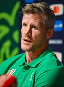20 September 2023; Defence coach Simon Easterby during an Ireland rugby media conference at Complexe de la Chambrerie in Tours, France. Photo by Brendan Moran/Sportsfile