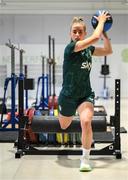 20 September 2023; Chloe Mustaki during a Republic of Ireland women gym and prehab session at the Sport Ireland Institute on the Sport Ireland Campus in Dublin. Photo by Stephen McCarthy/Sportsfile