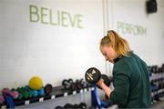 20 September 2023; Amber Barrett during a Republic of Ireland women gym and prehab session at the Sport Ireland Institute on the Sport Ireland Campus in Dublin. Photo by Stephen McCarthy/Sportsfile