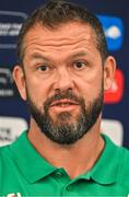 20 September 2023; Head coach Andy Farrell during an Ireland rugby media conference at the Paxton Spa Hotel Paris in Paris, France. Photo by Brendan Moran/Sportsfile