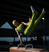 21 September 2023; At an event showcasing Team Ireland gymnastics team who are competing in the upcoming 2023 World Championships in Antwerp, Belgium. Pictured is Gymnastics Ireland Senior Men’s team member Adam Steele at the National Gymnastics Training Centre in Sport Ireland Campus, Dublin. Photo by David Fitzgerald/Sportsfile