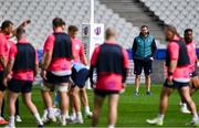 22 September 2023; Head coach Andy Farrell watches his players during the Ireland rugby squad captain's run at the Stade de France in Saint Denis, Paris, France. Photo by Brendan Moran/Sportsfile