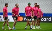 22 September 2023; Forwads, from left, Franco Mostert, RG Snyman, Eben Etzebeth, Jean Kleyn and Frans Malherbe during the South Africa rugby squad captain's run at the Stade de France in Saint Denis, Paris, France. Photo by Brendan Moran/Sportsfile