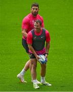 22 September 2023; Deon Fourie and Jean Kleyn during the South Africa rugby squad captain's run at the Stade de France in Saint Denis, Paris, France. Photo by Brendan Moran/Sportsfile