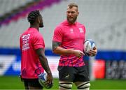 22 September 2023; RG Snyman, right, and Siya Kolisi during the South Africa rugby squad captain's run at the Stade de France in Saint Denis, Paris, France. Photo by Brendan Moran/Sportsfile