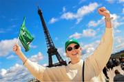 22 September 2023; Ireland supporter Laura Fitzgerald from Cork at the Eiffel Tower in Paris, France, ahead of Ireland's Rugby World Cup 2023 game against South Africa. Photo by Harry Murphy/Sportsfile
