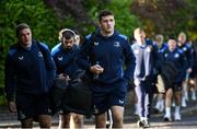 22 September 2023; James Culhane of Leinster, centre, and team-mates arrive before the pre season friendly match between Leinster and Ulster at Navan RFC in Navan, Meath. Photo by David Fitzgerald/Sportsfile